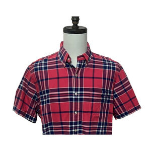 Ralph Lauren Shirt Mens Large Red Blue Colorful Plaid Short Sleeve Button Down